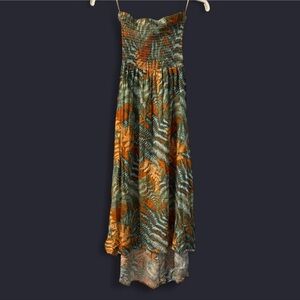 Cotton On Strapless Dress in Green and Orange